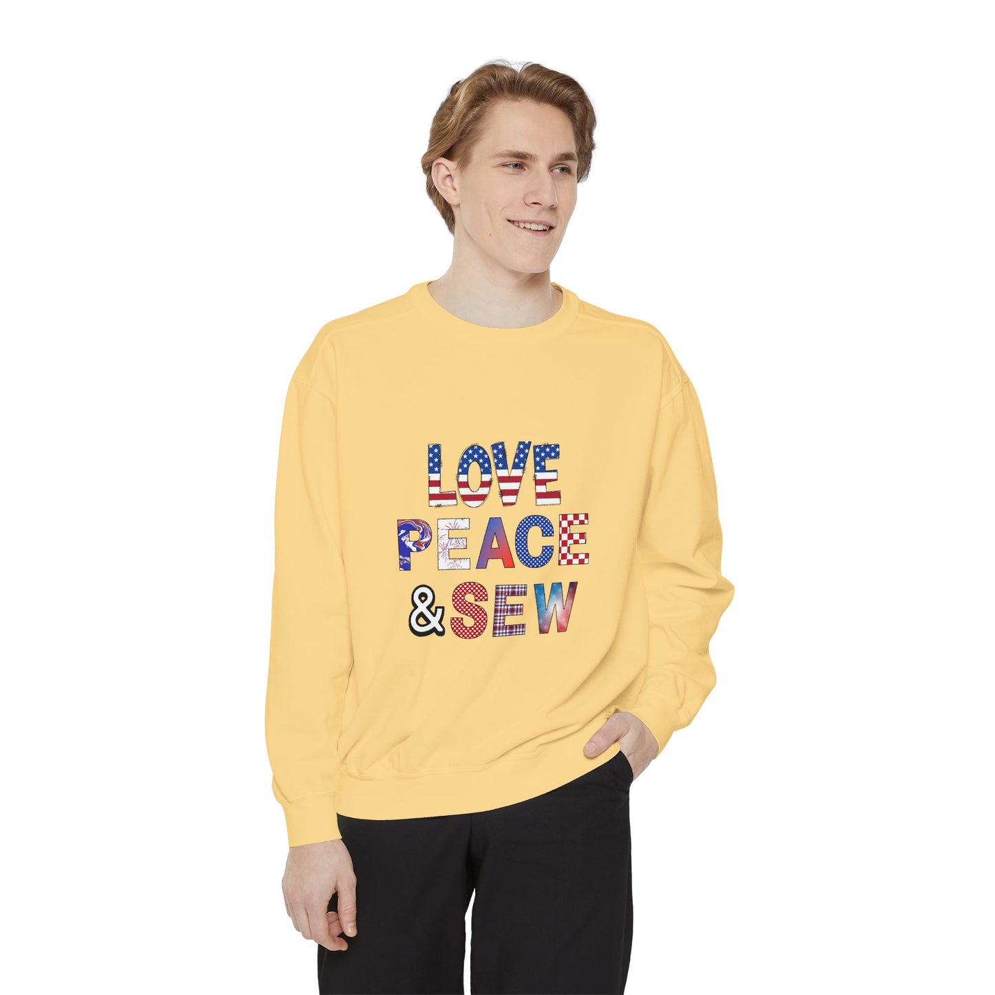 Adult American Love Peace Sew Sweatshirt