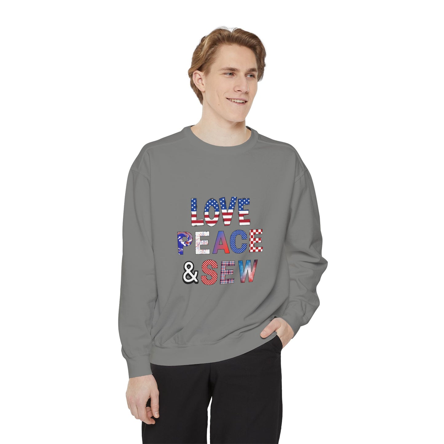 Adult American Love Peace Sew Sweatshirt