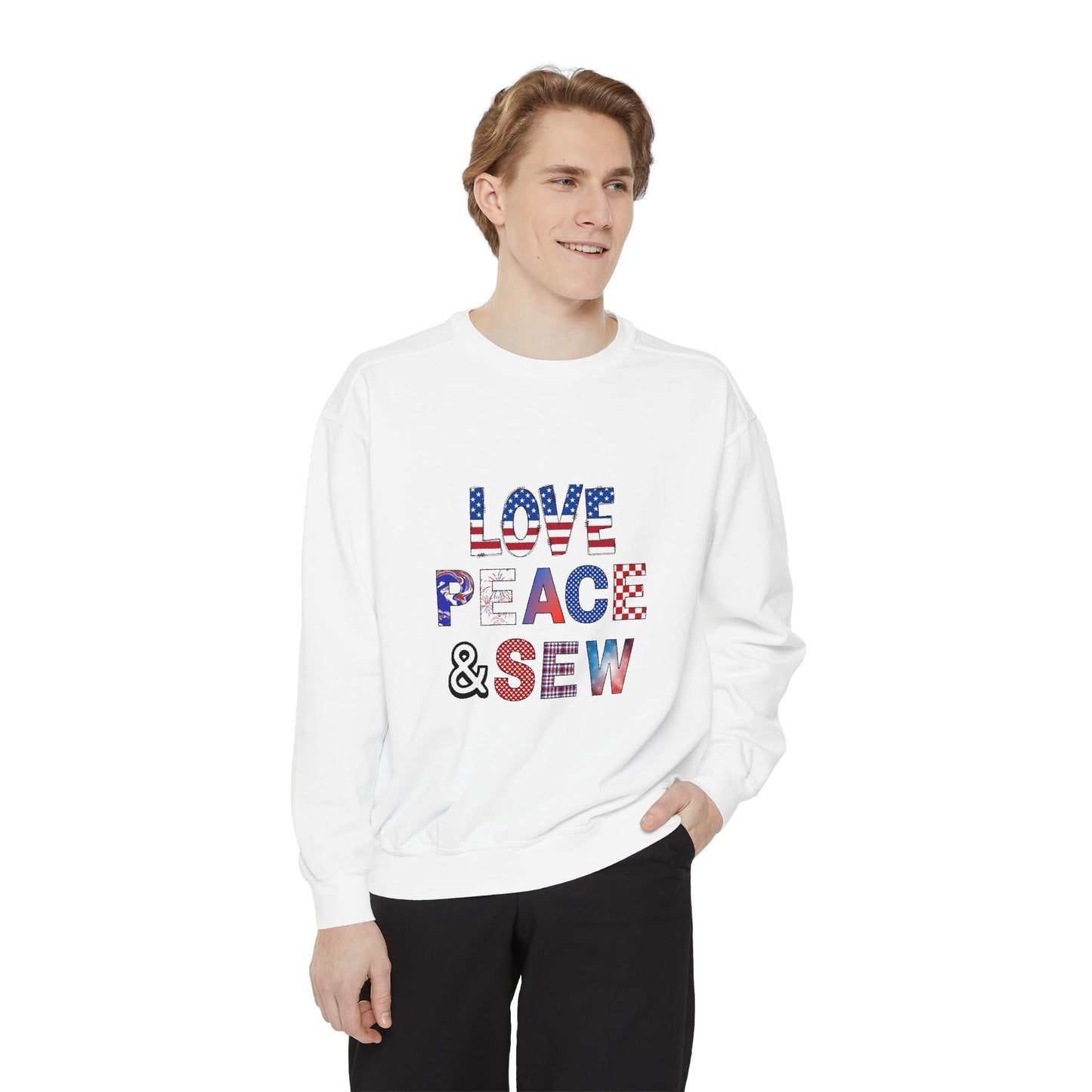 Adult American Love Peace Sew Sweatshirt